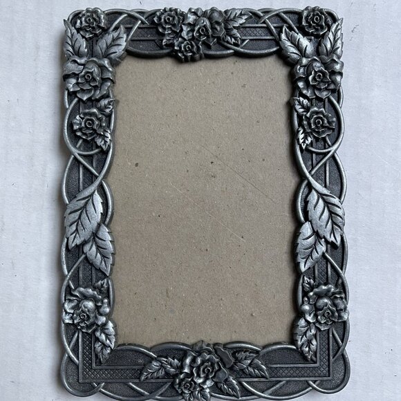 Metal Picture Frame Floral Ornate Free Standing Farmhouse Cottage Garden - Picture 1 of 5